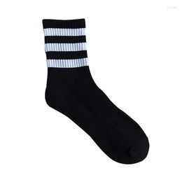 Men's Socks 2022 Trend Stripe Men Mid Tube Sports Casual Cotton Spring Autumn Wild Black White