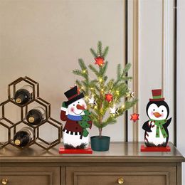 Christmas Decorations 2022 Year Home Decor Wood Crafts Santa Claus Snowman Elk Xmas Table Ornaments Cute Cartoon Office