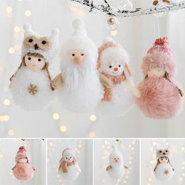 Christmas Decorations Lovely Snowman Pendant Soft Plush Doll Lightweight Xmas Tree Ornament Creative Theme Party Decoration