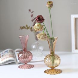 Vases Vintage Glass Vase Transparent Nordic Table Set Art Decorative Flower Home Decoration Room Decor Aesthetic