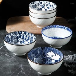 Bowls Chinese Retro Style Ceramic Home 4.5 Inch Rice Bowl Porcelain Noodle Soup Personality Kitchen Tableware