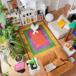 Carpets Fashion Color Square For Living Room Home Bedroom Decoration Thickened Plush Kids Play Mats Study Lounge Rugs