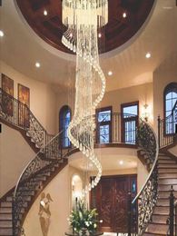 Pendant Lamps Rotating Luxury Modern Crystal Light For High-rise Stairway Fashion Creative Home Lighting With LED Bulbs