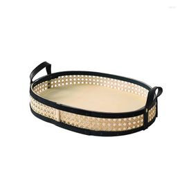 Car Organiser Rattan Storage Basket Dessert Fruit Cake Bread Living Room Box Desktop Sundries Tray