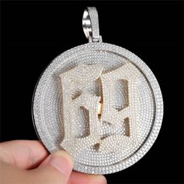 Cool Men Spinning Jewelry Gold Plated Mens HipHop Bling Jewelry Gift Bling CZ Iced Out Number 69 Round Pendant Necklace