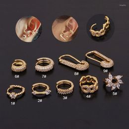 Stud Earrings 1Piece Fashion Creative Piercing Geometric Brooch Women Wild Personality Zircon Jewelry Gift For Girl