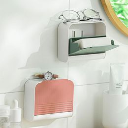 Hooks Wall Mounted Drain Soap Holder Flip Box Bathroom Storage Drawer Tray Shelf Free Perforation Rack