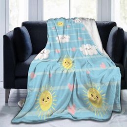 Blankets Unique Blanket To Family Friends Suns Clouds Pastel Pattern Durable Super Soft Comfortable For Home Gift