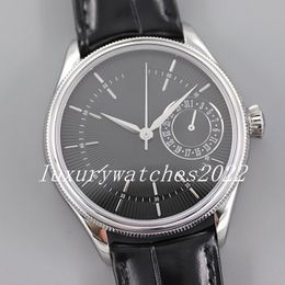 Crystal Mens Watches 39mm Silver Automatic 2813 Movement Watch Men's Ref.50525 Genuine Leather 50515 Moonphase Display Date Moon Black Wristwatches