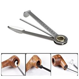 Smoking Pipe Cleaner 3 in 1 Portable Cleaning Tool Pick Metal Spoon Reamers Tamper Cigar Cutter Hookahs Shisha Knife Folding Kit RRA711