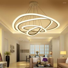 Pendant Lamps Modern Lights For Living Room Dining 4/3/2/1 Circle Rings Acrylic LED Lighting Ceiling Lamp Fixtures