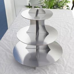 Bakeware Tools Round Paper Three-Layer Cake Stand Holder Dessert Table Tray Cupcake Display Rack Birthday Wedding Party Decor