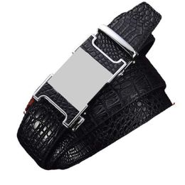 New H Automatic Buckle Alligator Belly Pattern Men Belt Business Suit Mens Fashion Brand Leather Belts Width 3.5cm