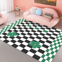 Carpets Simple Checkerboard Lattice Rugs And For Home Living Room Decoration Teenager Bedroom Decor Carpet Coffee Table Area Rug