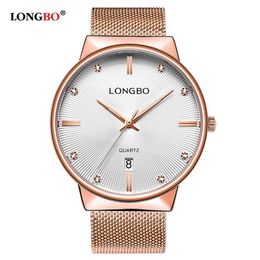 LONGBO luxury Business Men Women Watches Luxury Stainless Steel Band Male Female Quartz Watch Calendar Couple Wristwatch Gifts 502248b