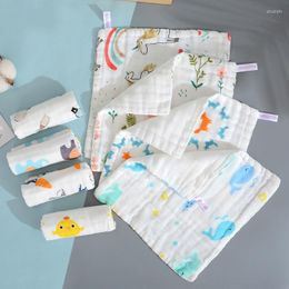 Towel 10 PCS 6-layer Cotton Gauze Baby Cartoon Face Children's Seersucker Square Handkerchief Saliva