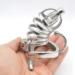 Itens de beleza Dispositivo masculino de castidade de aço inoxidável Gaiola de metal com anel de arco base 40/45/50 mm Cinto de bandagem Bdsm Brinquedos sensuais para homens