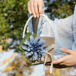 Gift Wrap 1pc Mini Flower Basket Handle Design Western Style Vintage Bowknot Wedding Supplies