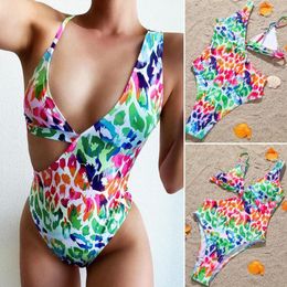 Women's Swimwear Women Swimsuit Colorfast Bikini S To L Asymmetric Design Sexy Leopard Print