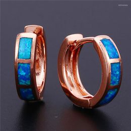 Hoop Earrings Boho Female Blue White Opal Rose Gold Silver Colour Wedding Trendy Bridal Round Small For Women