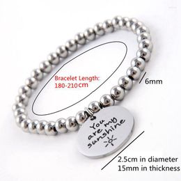 Link Bracelets Black Knight Arrival 6mm 316L Stainless Steel Beads Bracelet Women's Trendy Pendant Letters For Birthday BLKN0001