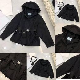 Designer fall and winter women's jacket hooded outerwear brand drawstring solid color windbreaker jacket casual clothing size S-L