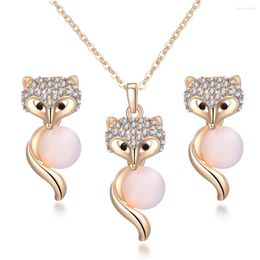 Necklace Earrings Set BXW Natural Opal For Women Golden Platd Chain Water Drop Cat's Eye Stone Pendant