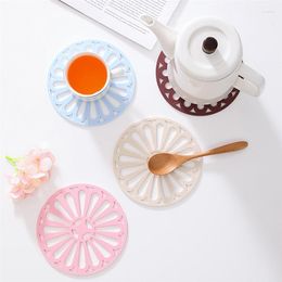 Table Mats Kitchen Accessories 15cm Silicone Mat Placemat Heat Insulating Hollow Flower Pot Pad Cup Bowl