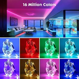 LED Strip Lights RGB TV Backlight 5050 Colour Lighting for Room Remote Control Neon Light Christmas Decoration 5m 10m