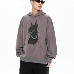 Men Hoodie Sweatshirt Hip Hop Doberman Dog Print Hooded Sweatshirt Streetwear Harajuku Fashion Casual Pullover Hoodies Male