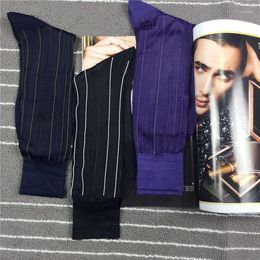 Men's Socks High Quality Men Sheer Silk Black Gay Transparent Sexy Stripe Dress Suit Formal See Through Drop