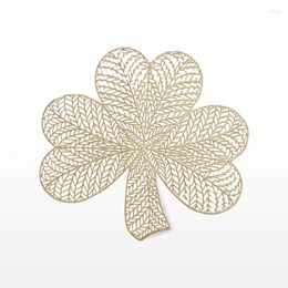 Table Mats PVC Placemat Light Luxury Golden Hollow Insulated Clover Decoration Mat Restaurant Western Food Tray