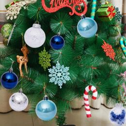 Christmas Decorations 30Pcs Eye-catching Balls PS Shatterproof Hanging Decorative Shiny Blue Transparent Xmas Set For Home