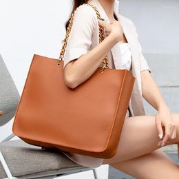 Evening Bags Women's Bag 2022 Trend Vintage Large Shoulder Chain Tote PU Leather Luxury Design Handbag Solid Colour Portable Laptop