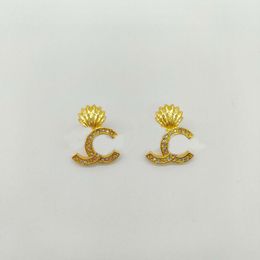2023 Luxury quality simple charm stud earring with diamond in 18k gold plated have box stamp PS7486A