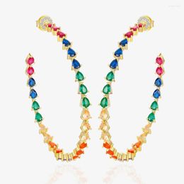 Dangle Earrings Charms S925 Sterling Silver Colorful Crystal Water Droplet Circular Women's Jewelry Fine Cocktail Party Luxury Gift