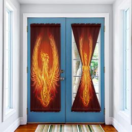 Curtain Phoenix Red Flame Curtains For Bedroom Living Room Door Japanese Kitchen Window