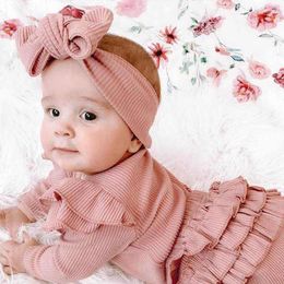 Clothing Sets 2022 Born Spring Female Girls -sleeved Triangle Crawling Suit Ruffled Lace PP Shorts Baby Romper Hairband Three-piece