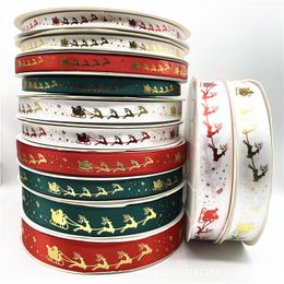 5yards Christmas Decorations Ribbon Printed Christmas Polyester Ribbons For Handmade Design Party Xmas Decoration Gift RRA725