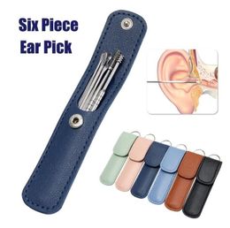 Hand Tools Stainless Steel Ear Picking Spoon Double Headed Spiral Cleaner Ear Tool 6Piece Set Wholesale RRA773