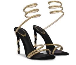 Artigiani italiani Renes- Margot donna Sandali scarpe Gioiello tacco serpente Caovilla impreziosito da cristalli- Strappy High Heels Party Wedding Dress Lady Gladiator