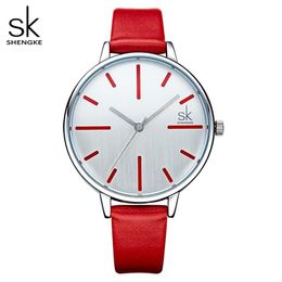 Shengke Luxury Quartz Women Watches Brand Fashion Leather Ladies Watch Clock Relogio Feminino for Girl Female Wristwatches312Z