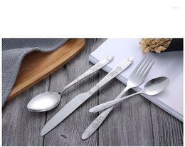 Flatware Sets 4pcs/set 304 Stainless Steel Rose Gold Plated Cutlery Set Tableware Silverware Dinner Fork Spoon Knife PO 005