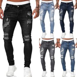 New Denim Men jeans Pants Designer 2023 Hole Trend Black Slim Fit Denim Leggings Men's Pantsn 5 Colours S-XXXL