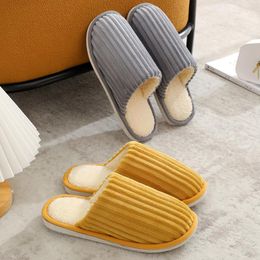 Slippers Autumn And Winter Style Cotton Drag Solid Colour Home Indoor Mute Men Women Couples Warm Shoes