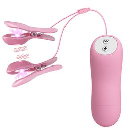 Beauty Items SM Electric Shock Nipple Pussy Clamps Vibrator Breast Massage Clitoris Labia Clip Stimulation BDSM sexy Toy for Women Men