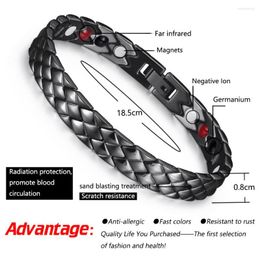 Link Bracelets Rainso Magnetic Bracelet For Men/Women Polishing Black Magnet Health Double Row Stainless Steel Charm & Bangle