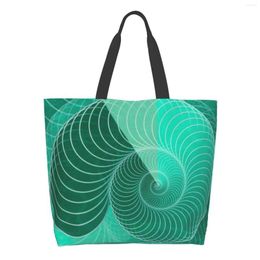 Storage Bags Large Shopping Tote Bag For Women Reusable Beach School Shoulder Shopper Sack Casual Canvas Snail Shell Green