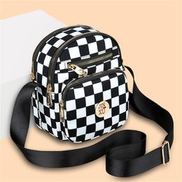 Evening Bags Large Capacity Fashion Messenger Bag Nylon Oxford Cloth Women's Contrast Colour Chequered Single Shoulder