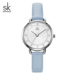 Shengke Creative Glitter Dial Women Leather Wrist Watch Movement Quartz Watches Slim Buckle Strap Reloj Mujer Montre Femme#K9001239n